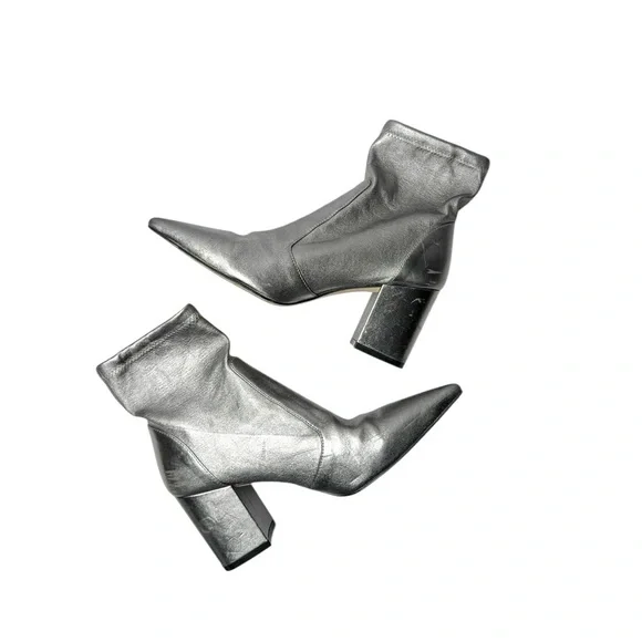 Stuart WeitzmanStuart 75 Block Metallic Stretch Bootie 9 Gunmetal